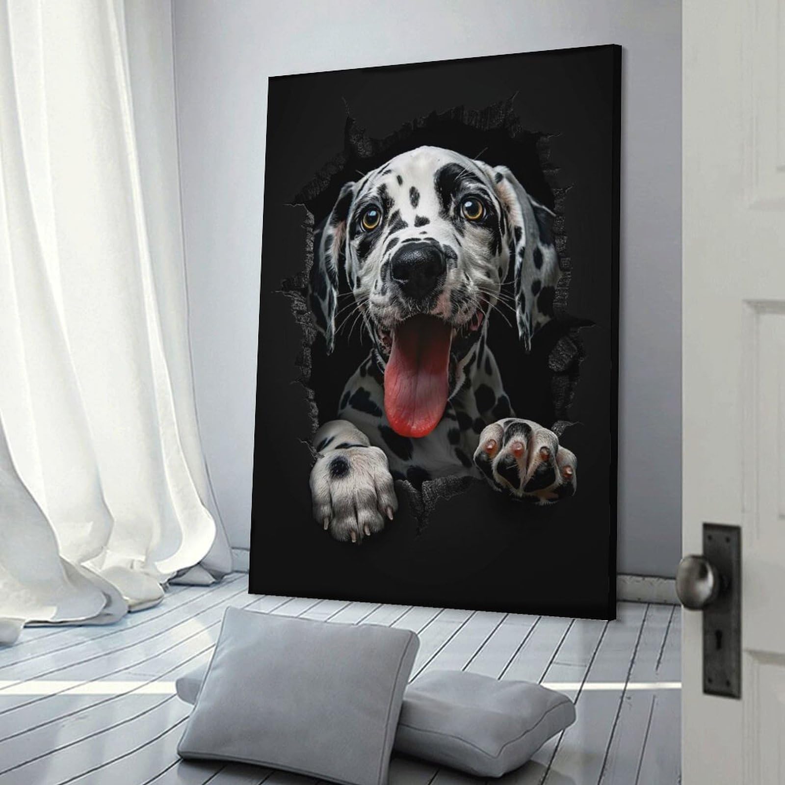 Junmoney Dalmatian Dog Canvas Art Print 20x30inch(50x75cm), for Art Walls, Layered Displays Or Homes, Decorative Artwork with Flexible Styling