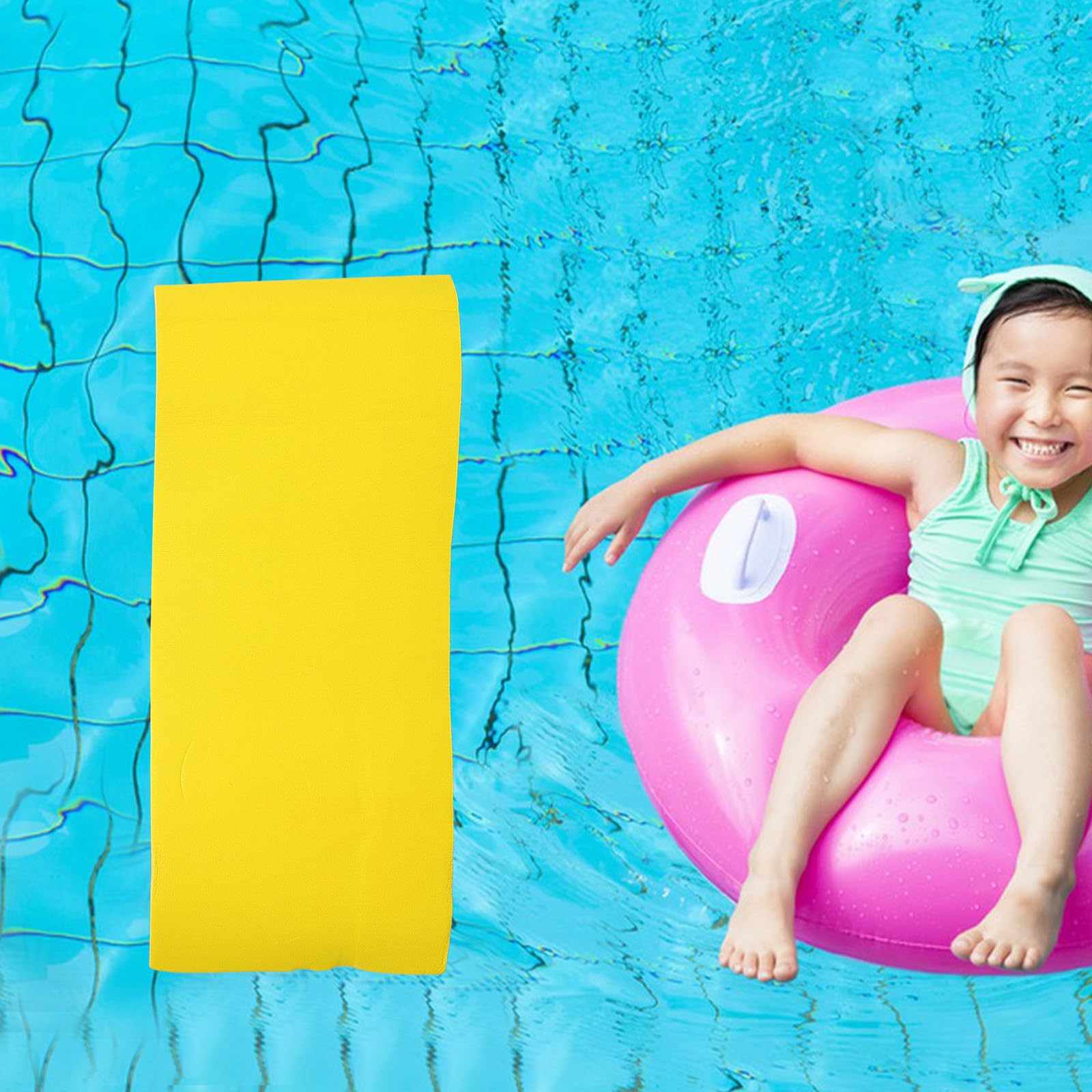 Ciieeo Colchoneta Flotante de Espuma 110x40x2,2 Cm Doble Capa Azul y Amarillo para Piscina, Plataforma Acuática Adultos, Tabla de Natación y Estera Flotante para Actividades Acuáticas