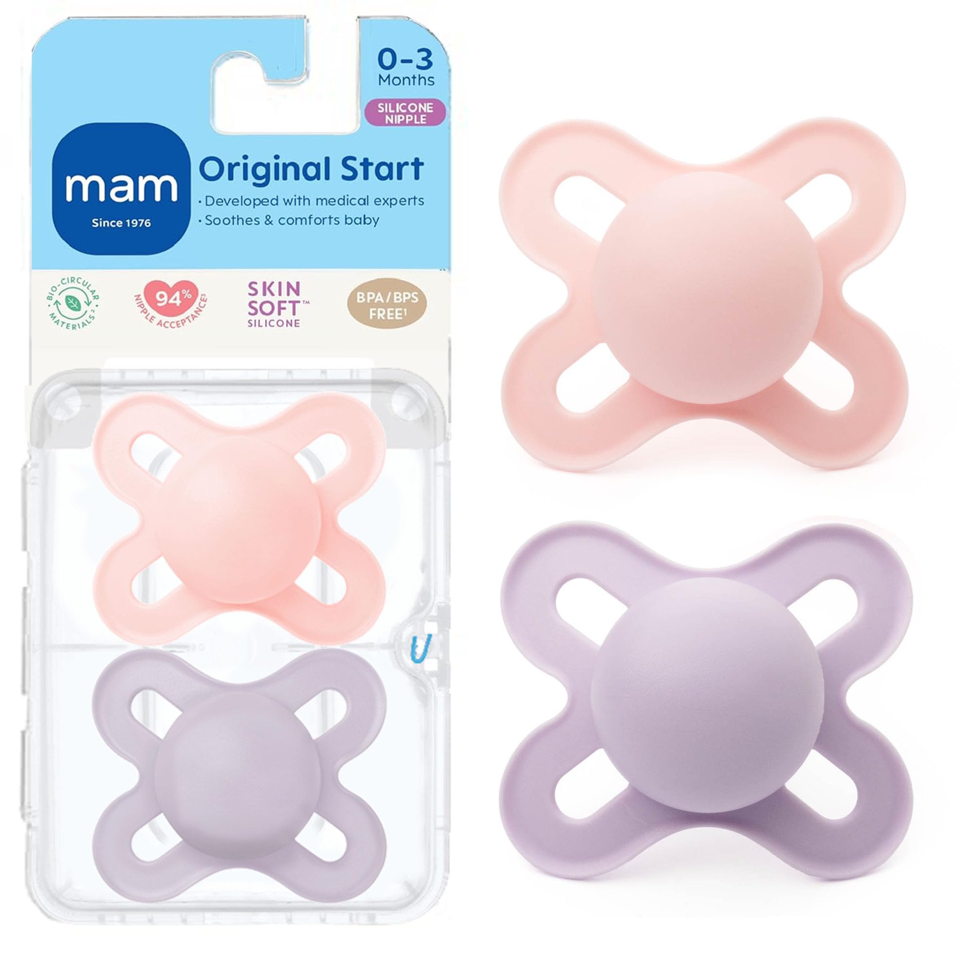 Original Start Matte Baby Pacifiers 0-3 Mths