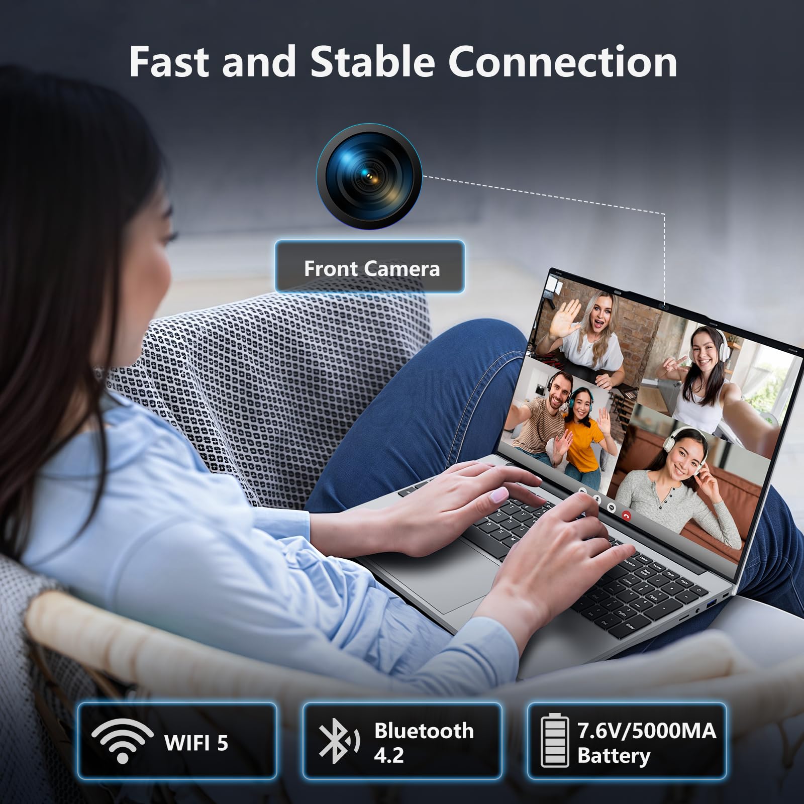 PC Portatile 15,6 Pollici,13th Gen N150 Processor,16GB RAM DDR4 512GB SSD, Win 11 Pro Notebook Tastiera Retroilluminata/Sblocco con Impronta Digitale, Webcam, USB 3.0, HDMI/Wi-Fi 5 Computer Portatile