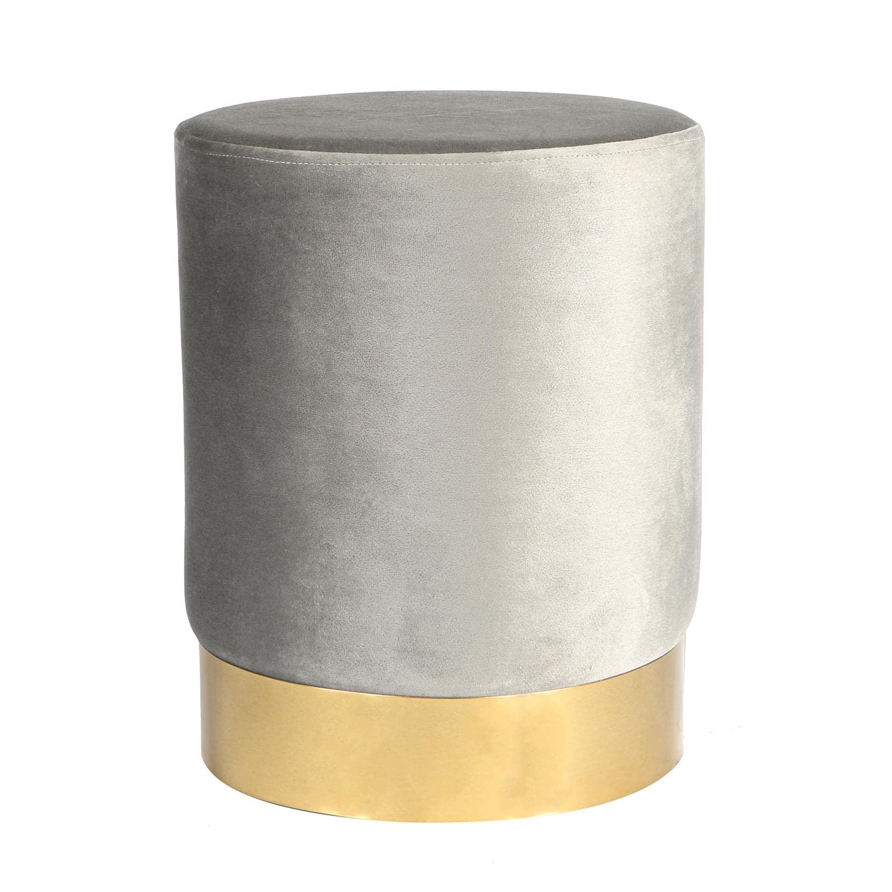Harbour Housewares Round Velvet Pouffe - Luxe Living Room Bedroom Dressing Table Accent Footstool - 29 x 36cm - Grey