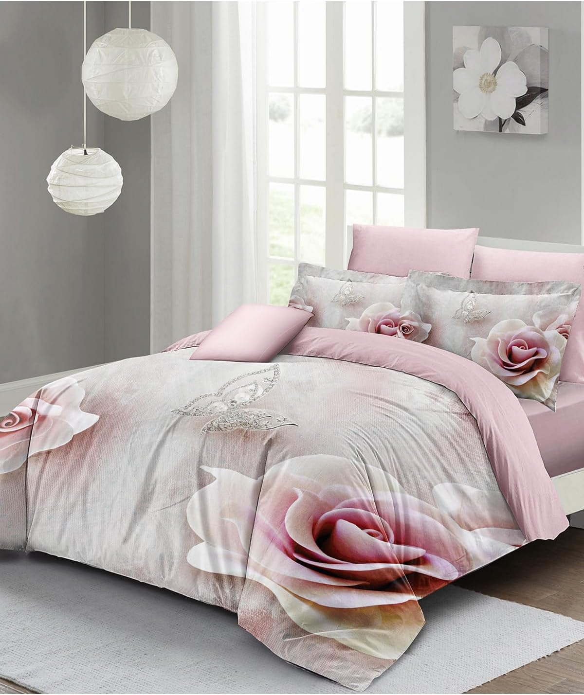MONOHOME King Size Wildrose 3D Çift Kişilik Nevresim Takımı 220x240cm, monohome48617