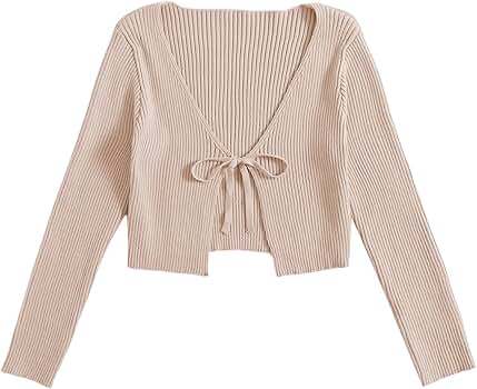 Floerns Women's Tiger Striped Crop Sweater - Long Sleeve Crew Neck Drop Shoulder Casual Pullover