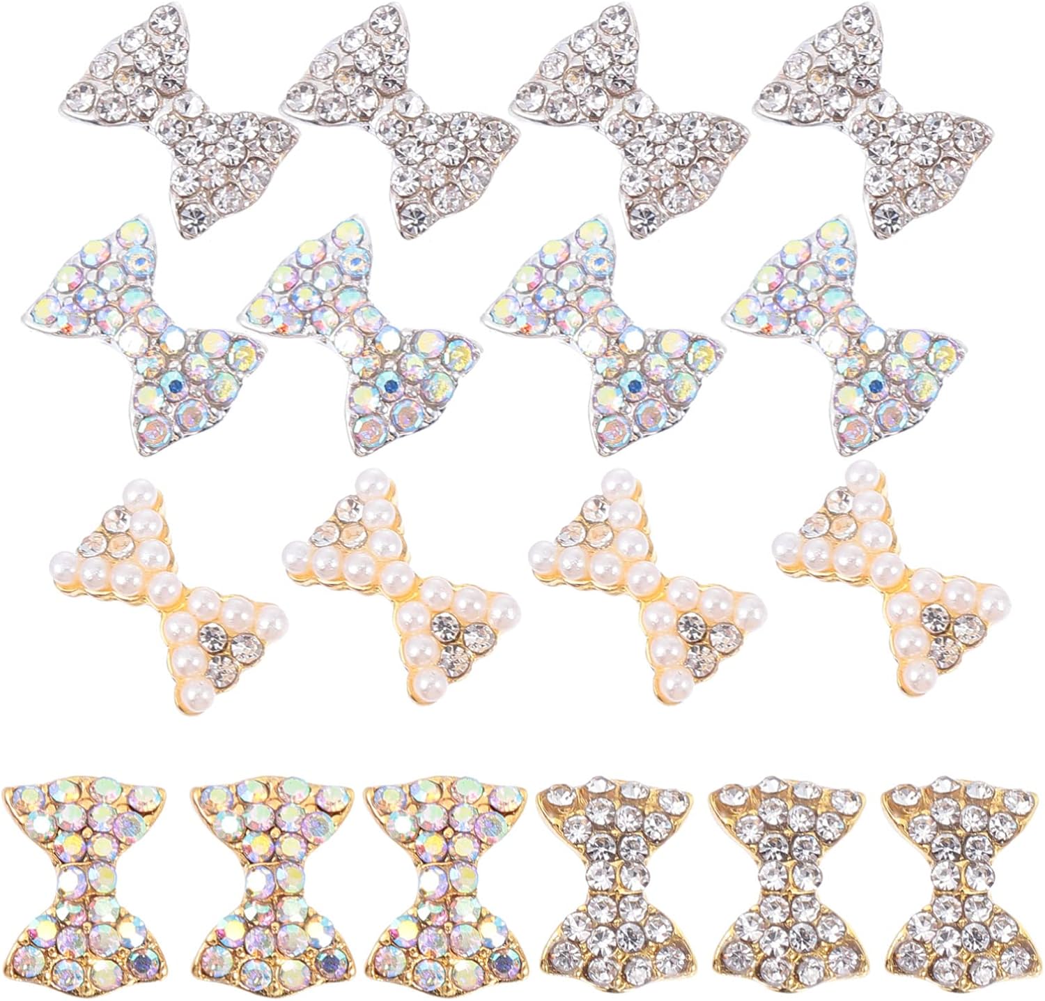 50pcs Nail Charms Bow Rhinestone Decorations for Nail Art Easy Application for Manicure for Crafts and Embellishments for Friends and Colleagues