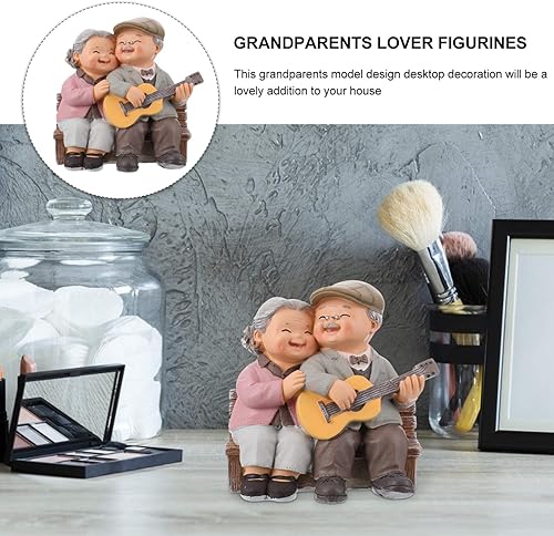 Miniatura 5 de Estatuas de pareja de ancianos amorosos, estatuas de resina en miniatura para el día de San Valentín para decoración de boda del hogar (toca la