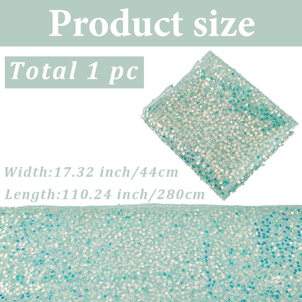 GORGECRAFT Runner da Tavola Iridescente con Paillettes 280 x 44cm Rettangolare Glitterato con Tovaglia per Feste da Sirena Compleanni Matrimoni Feste Decorazioni Verde Medio.