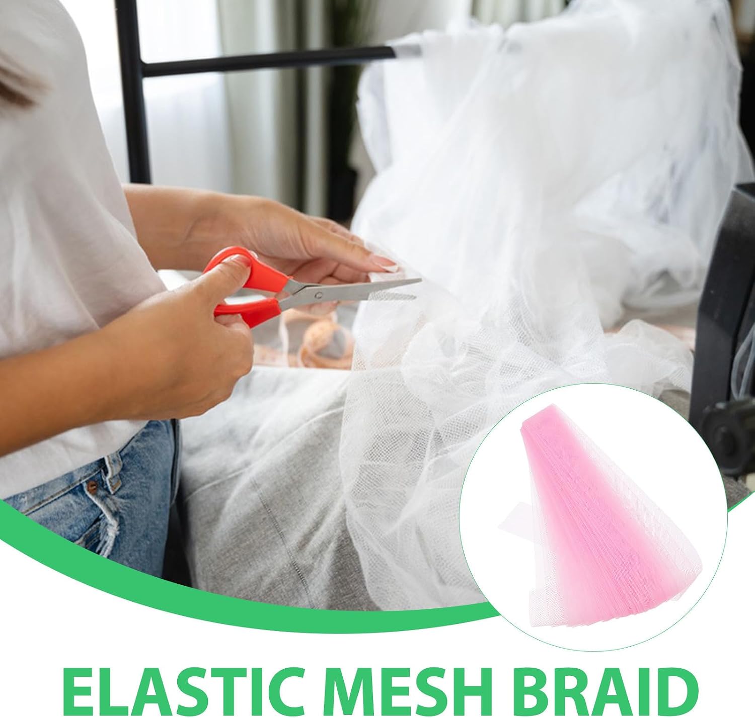 Kichvoe 4cm Wide Elastic Polyester Fishbone Braid Trim for DIY Sewing, Multipurpose Garment Making Accessory Suitable for Bridal and Dance Gowns