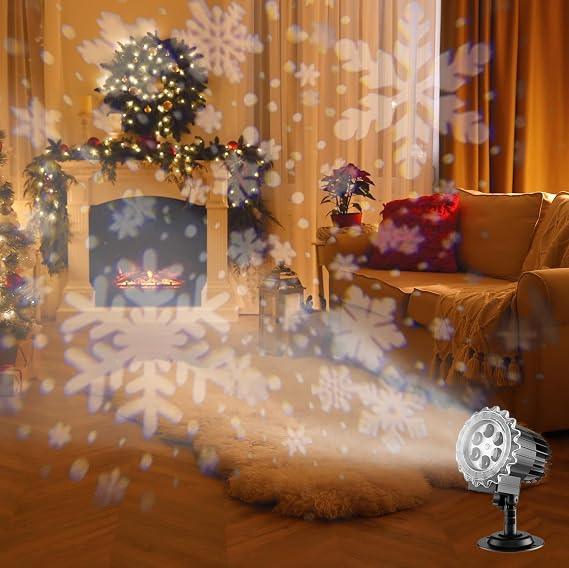LED Snowflake Light Projector, Snowflake Projector Light | Christmas Projector Light LED Light Waterproof Show Snowfall 5M Power Cord - LED Light Show Snowfall with Remote Control for Lawn Patio Stage