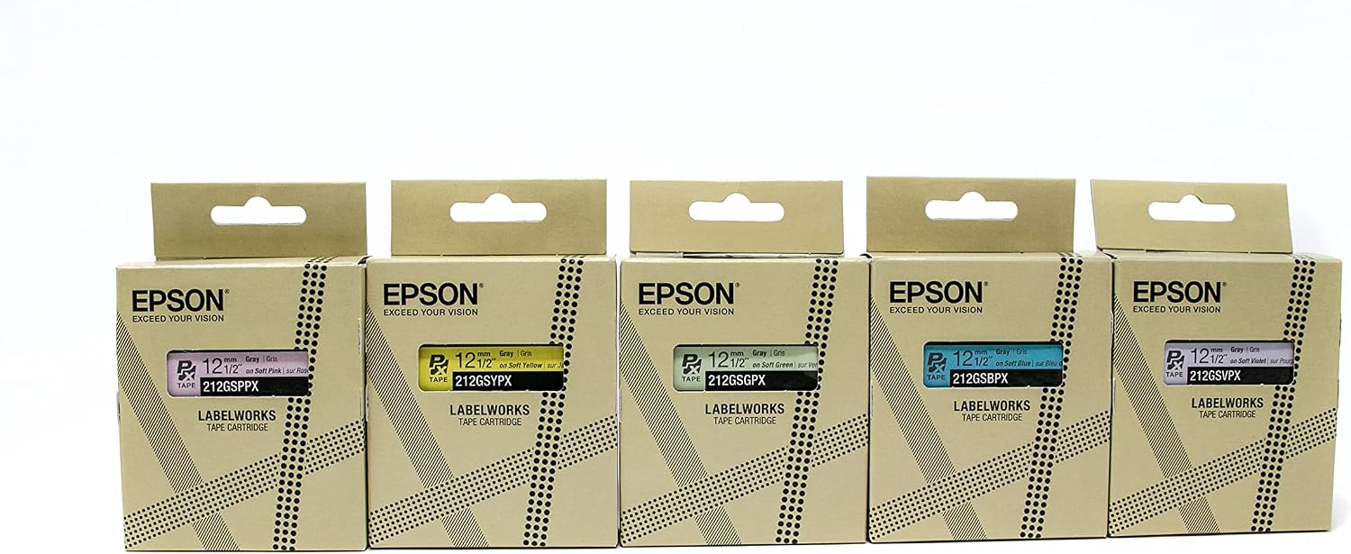 Epson LabelWorks Soft Tapes Bundle - 5 Pastel Colored Tapes - 212GSBPX, 212GSGPX, 212GSPPX, 212GSVPX, 212GSYPX image 5