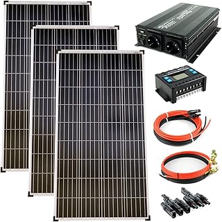 solartronics Juego completo de 3 módulos solares NM de 130 W, transformador de tensión de 1500 W, regulador de carga de 30 A, color azul