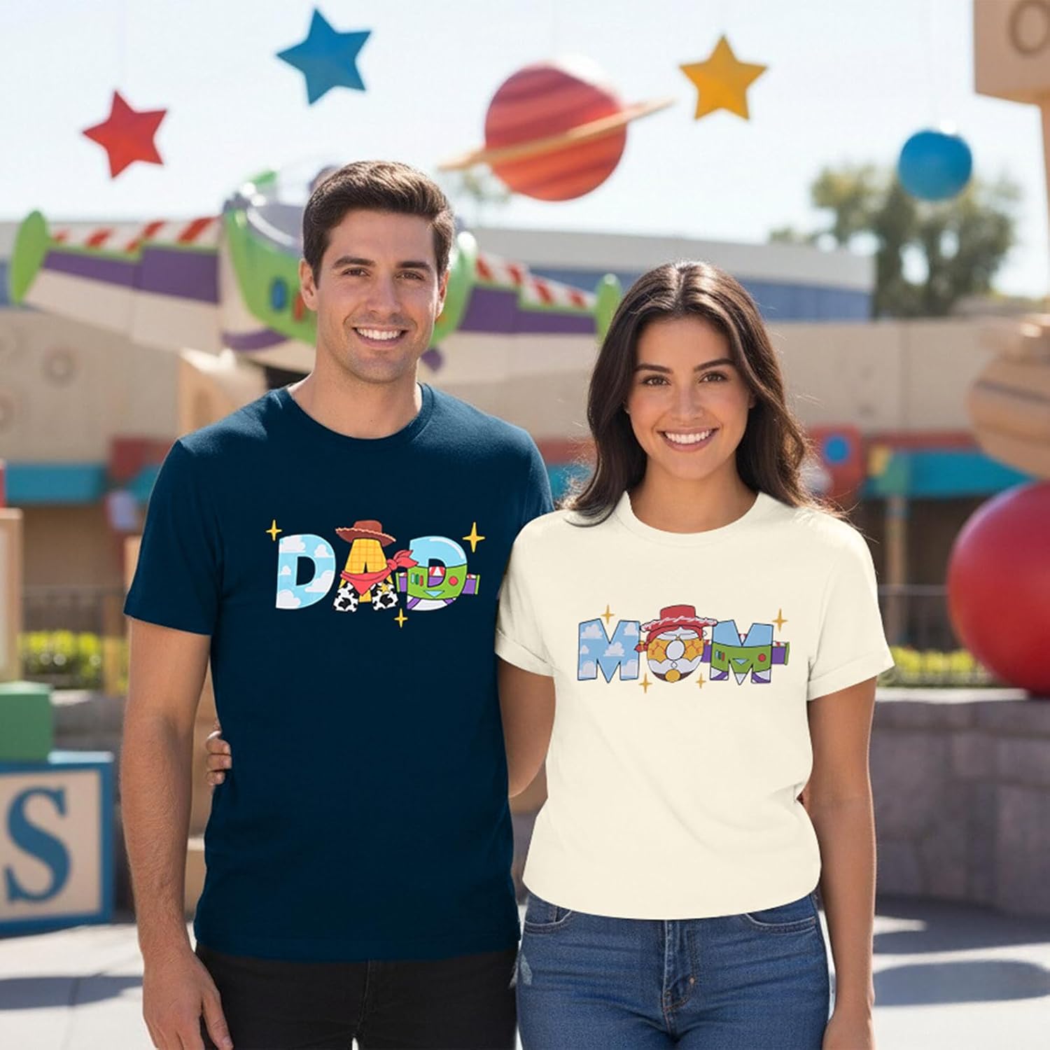 Toy Dad Shirt Toys Mom T-Shirts Funny Mama and Dada Shirts Matching Birthday Top Family Vacation Cartoon Tee