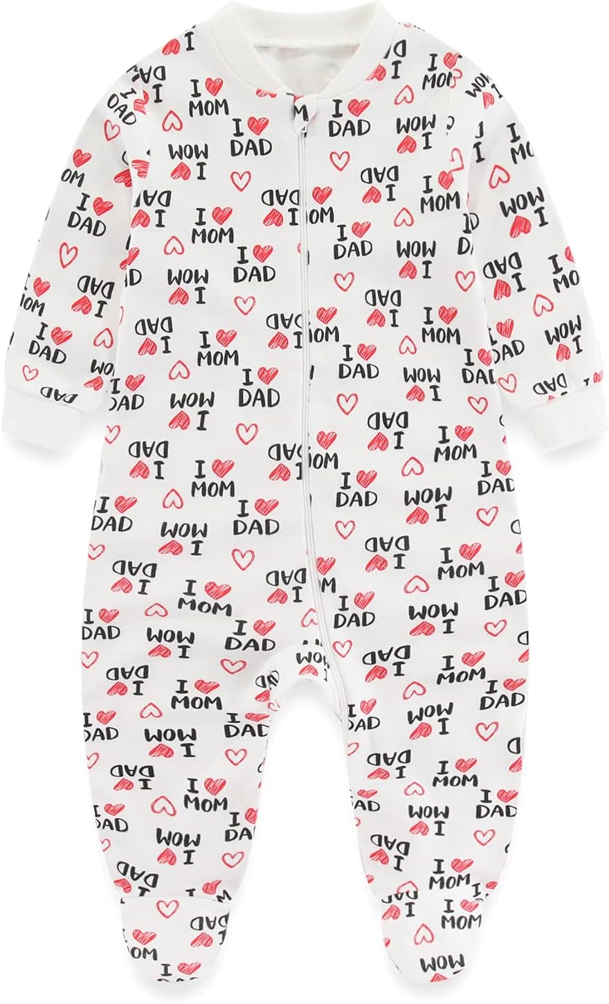 Baby Boys Girls Footies One-Piece Romper Long-Sleeve Jumsuit Cotton Newborn Clothes Set 4-Pack, Baby Pajamas - Image 6