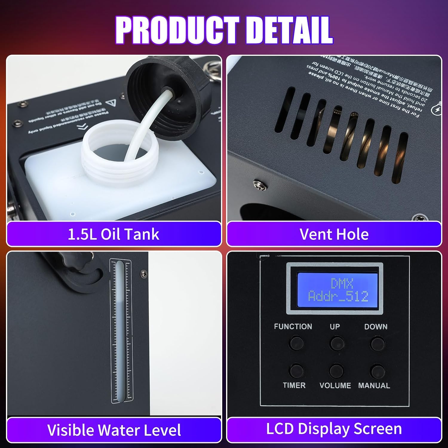 Haze Machine, 800W Fog Machine Continuous Output with Remote and DMX Control for Light Show DJ Clubs Stages Halloween Parties