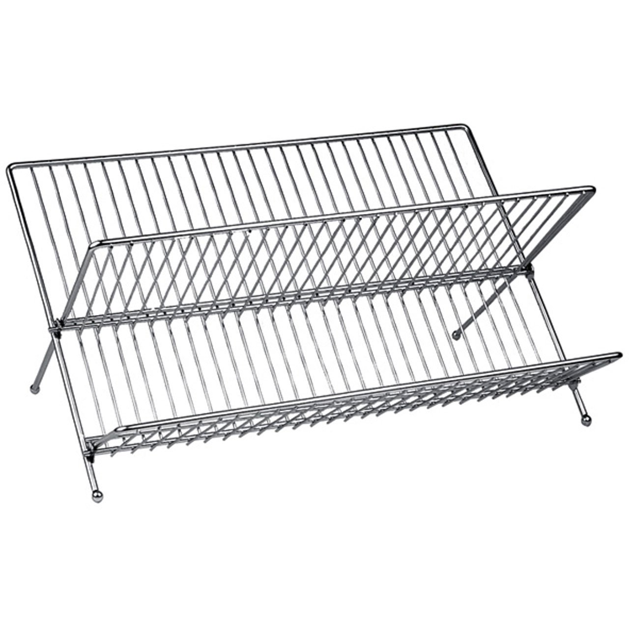 Premier Silver Housewares Dish Drainer Rack Foldable Cutlery Drainer Sink Drainer Chrome Draining Board Rack Kitchen Rack Dish Rack Drainer With Tray