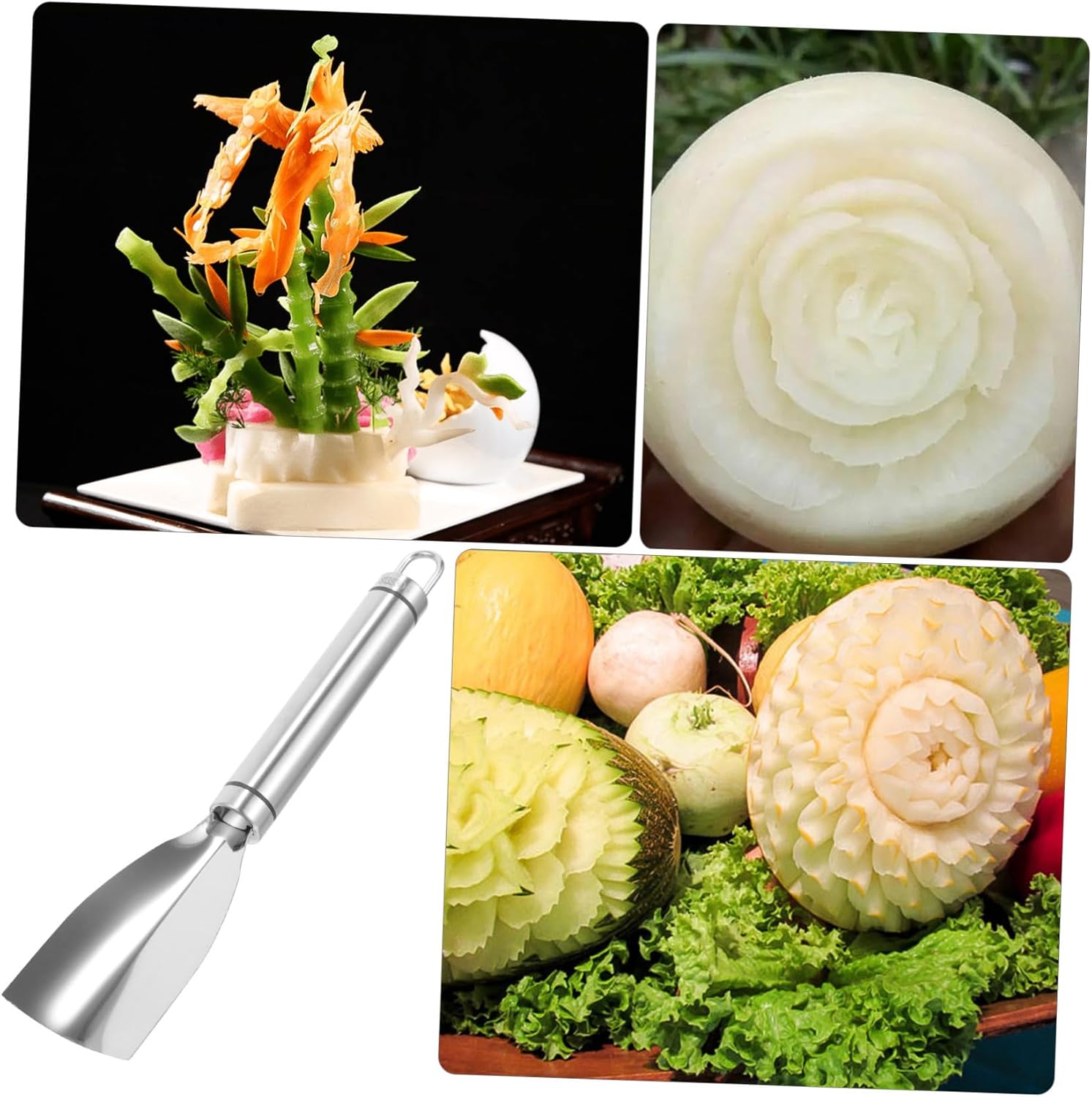 ULTECHNOVO Stainless Steel Carving Tool for Fruit Cucumber Kitchen Use Xmas