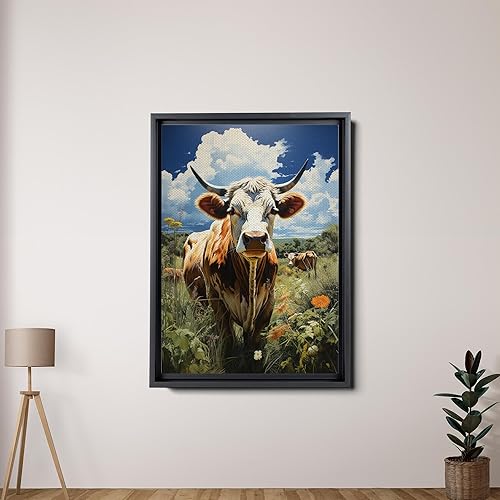 Miniatura 2 de Western Highland Cow Prints Wall Art, Cow Pictures Wall Decor, Nature Photography Rustic Style Cute Cow Canvas Art Poster for Living Room Bedroom