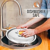 Vista 5 de Nutrichef Tapa de olla de acero inoxidable, resistente y duradera, resistente a las manchas, tapa de olla para saltear con asa, funciona con ollas