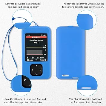 Dexcom G7 Receiver Case with Wrist Lanyard and 2PCS Screen Protector (Black)