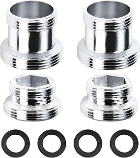 4 Piezas Adaptador Grifo Cocina M18 a M22-2 Regulares y 2 Extendidas, Adaptador Grifo Ducha de Latón con Doble Rosca, para Aireador Grifo Cocina, Filtros de Agua, Mangueras, con 4 Juntas de Goma