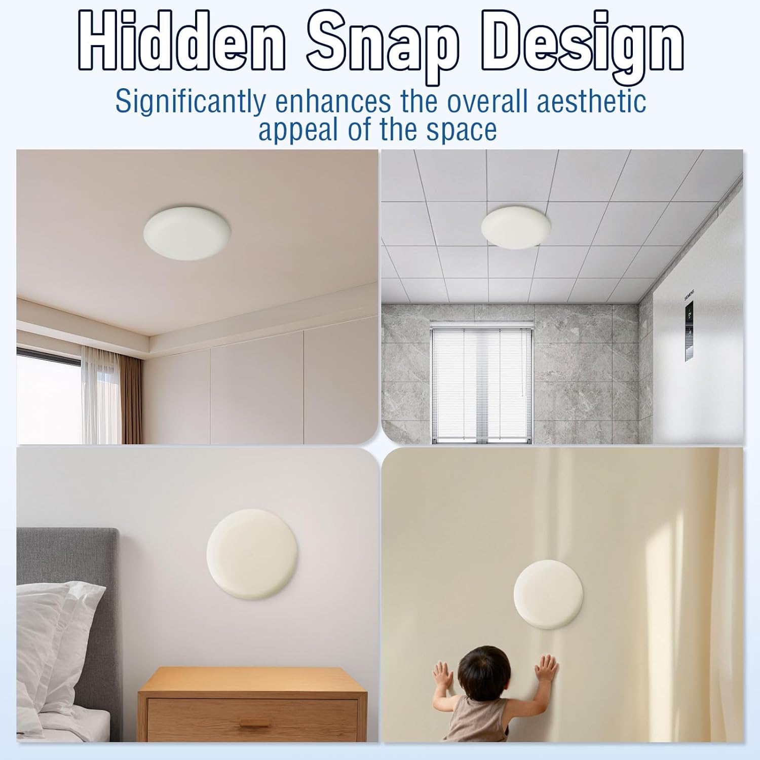 10 Pack CP3540 Ceiling Cover Plate for 3.5" to 4" Junction Boxes, Hidden Snap-On Design, Round Electrical Box Cover, Paintable