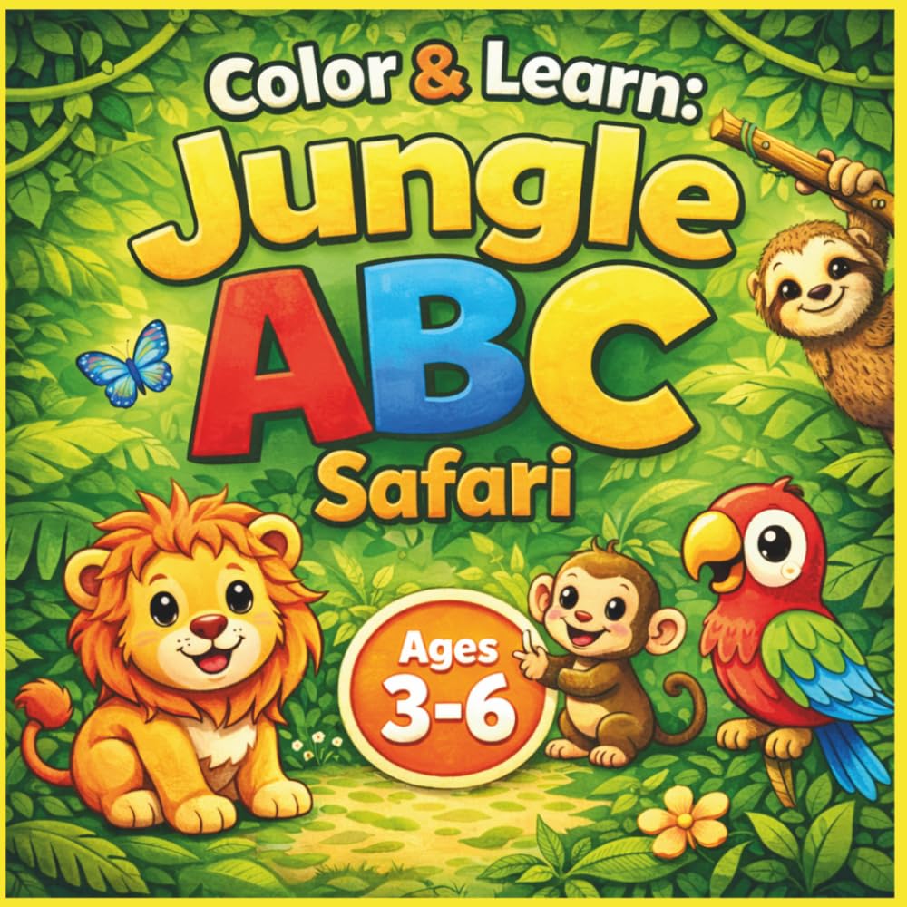 Color & Learn: Jungle ABC Safari: A Fun Coloring Adventure to Learn the Alphabet with Cute Jungle Animals (Color & Learn Adventures)