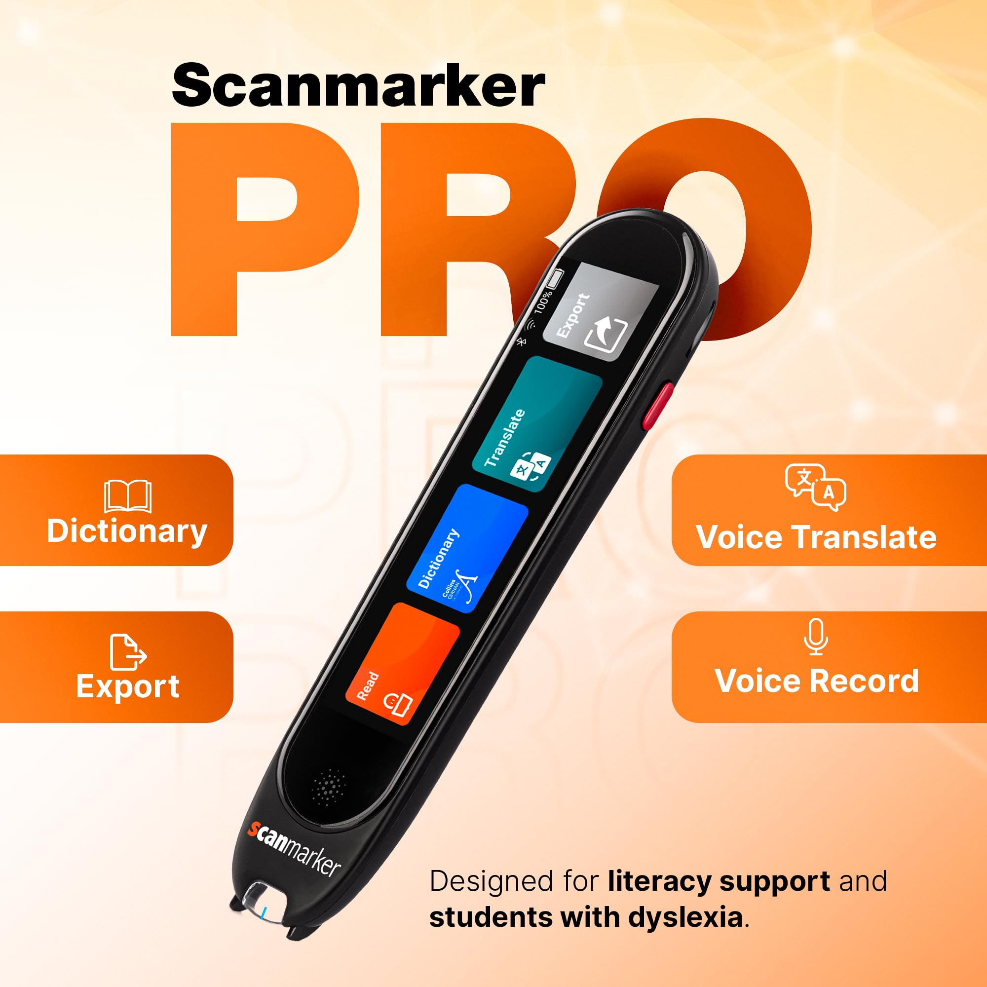 Scanmarker Pro | Translation Pen & Reading Pen for Kids & Adults | Assistive Tool & Language Translator Device for Dyslexia, Reading Support & Language Learners | Translator Pen for 100 Languages