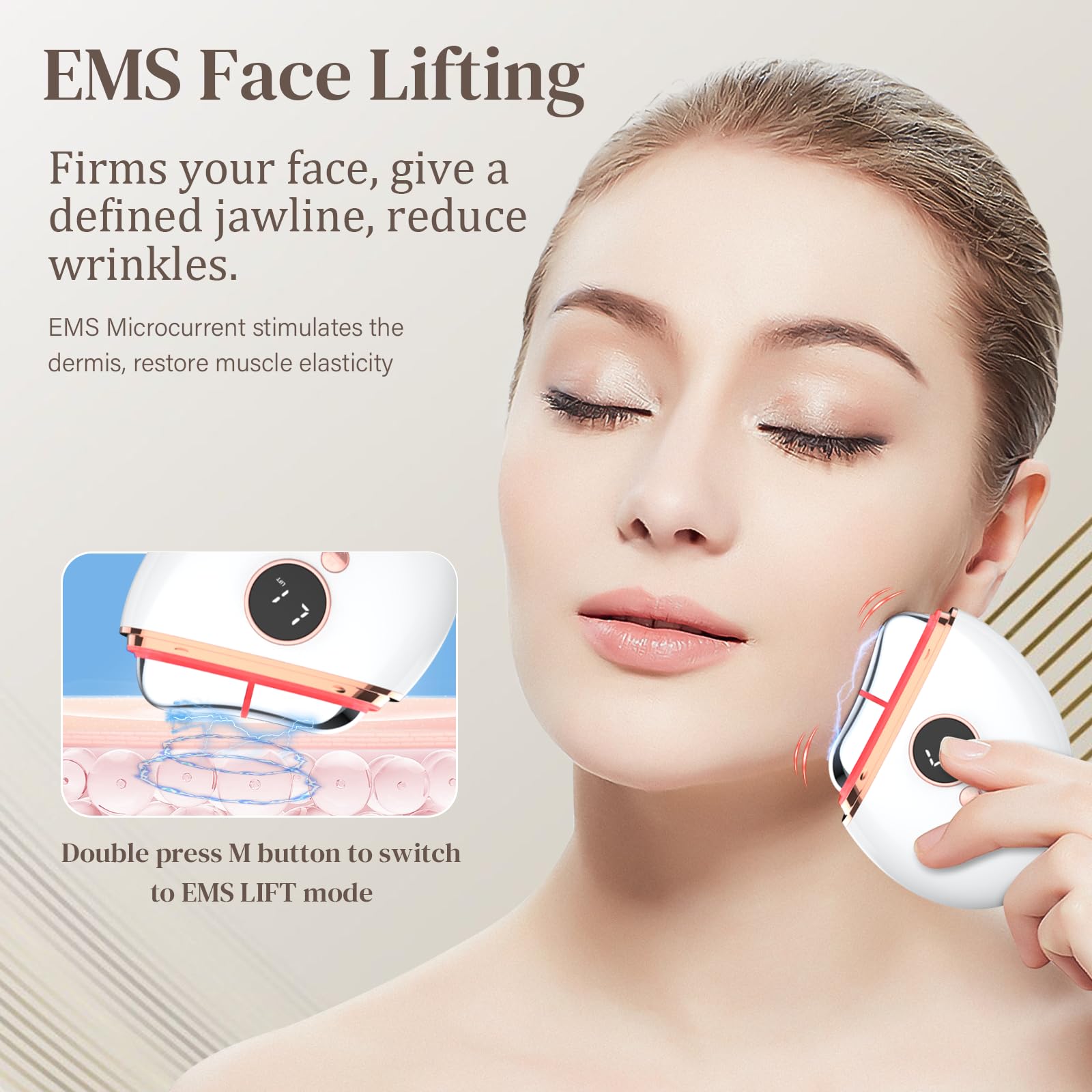 EMS Gua Sha, Profey Gesichtsmassagegerät, Gua Sha Elektrisch mit Wärme, EMS Gerät Gesicht mit Rotlicht, Blau, Grün, Gesicht Lifting Gerät Für Gesicht Anti Falten Anti Aging