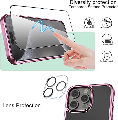 Miniatura 5 de Foluu Funda ultrafina para iPhone 15 Pro Max 2023 con protector de pantalla de vidrio templado y protector de lente de cámara, chapado duro de