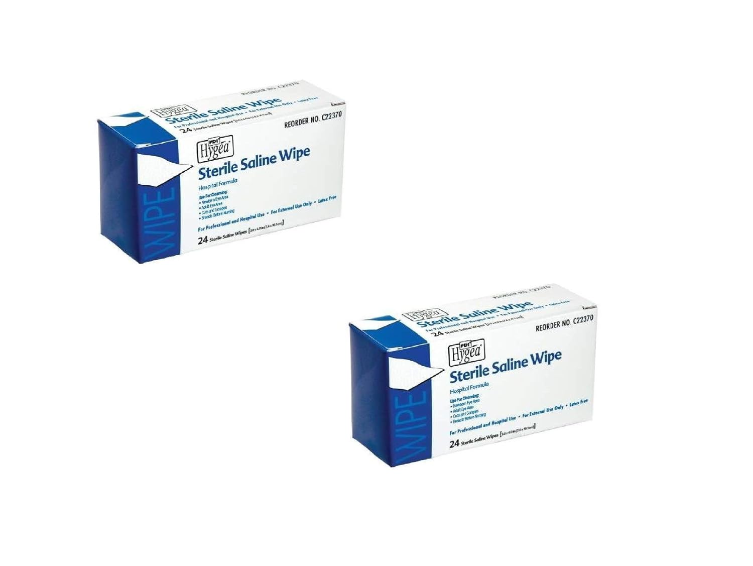 Sterile Saline Wipe Cleansing Exterior Area of Eye, 4"x6", 24/Box (2 Pack)