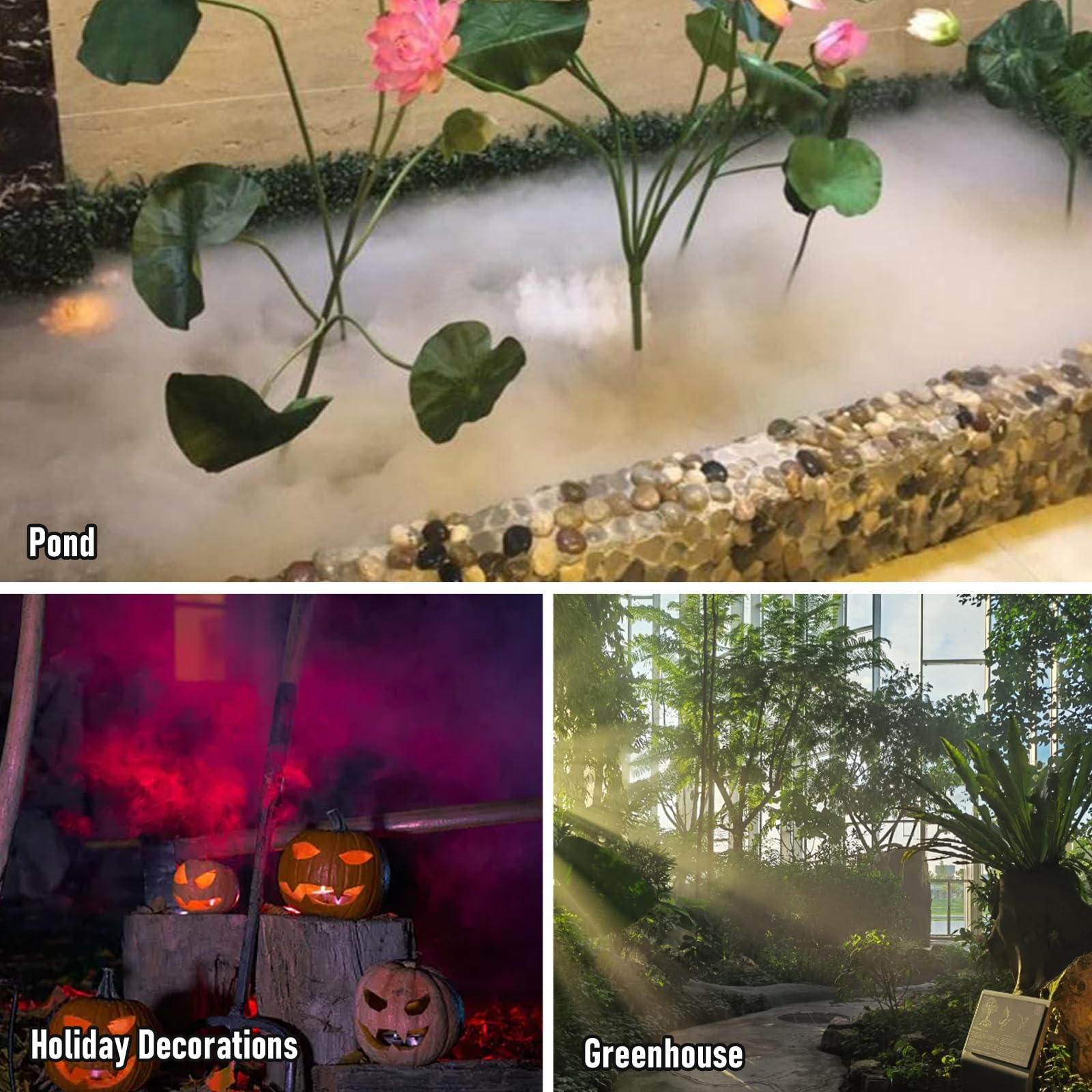 6 Cabezal Nebulizador Ultrasónico Hacedor de Niebla con Flotador Rociador de Estanque 5.5L/H Halloween Mister Fogger 250W Humidificador de Niebla a Prueba de Agua Invernadero de Conservación
