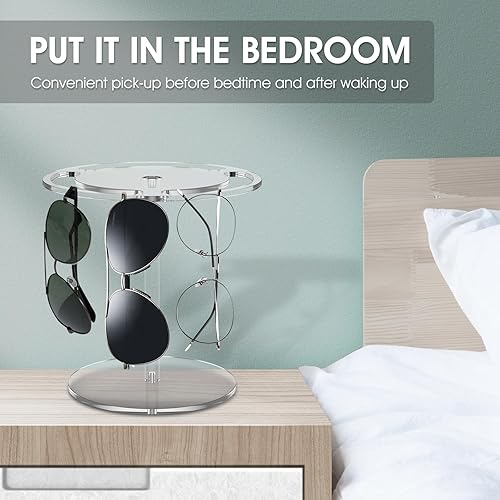Vista 5 de Soporte para gafas de sol giratorio de 360 grados, soporte de gafas de sol acrílico, estante de exhibición de lentes de sol negrotransparente