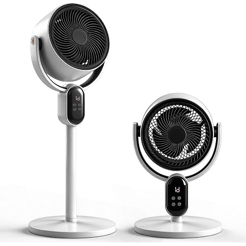 Winado 33 inch Standing Fan for Bedroom, 120°+ 90° Oscillating Fan, 2-in-1 Pedestal & Tabletop Fan with 3 Speeds, 12H Timer, Remote and Adjustable Height, Air Circulator Fan, White