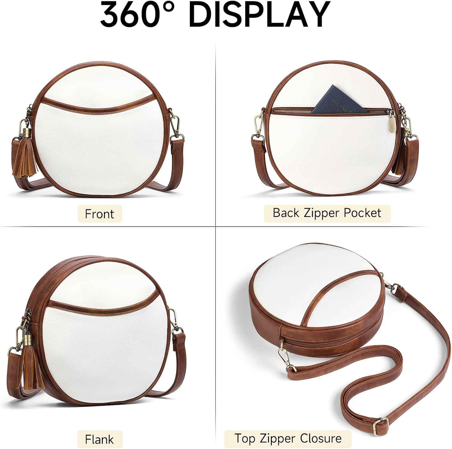 GAEKEAO Crossbody Bag for Women Circle Purse Small Vegan Leather Cross body Shoulder Bag Trendy Designer Round Purses - Image 4