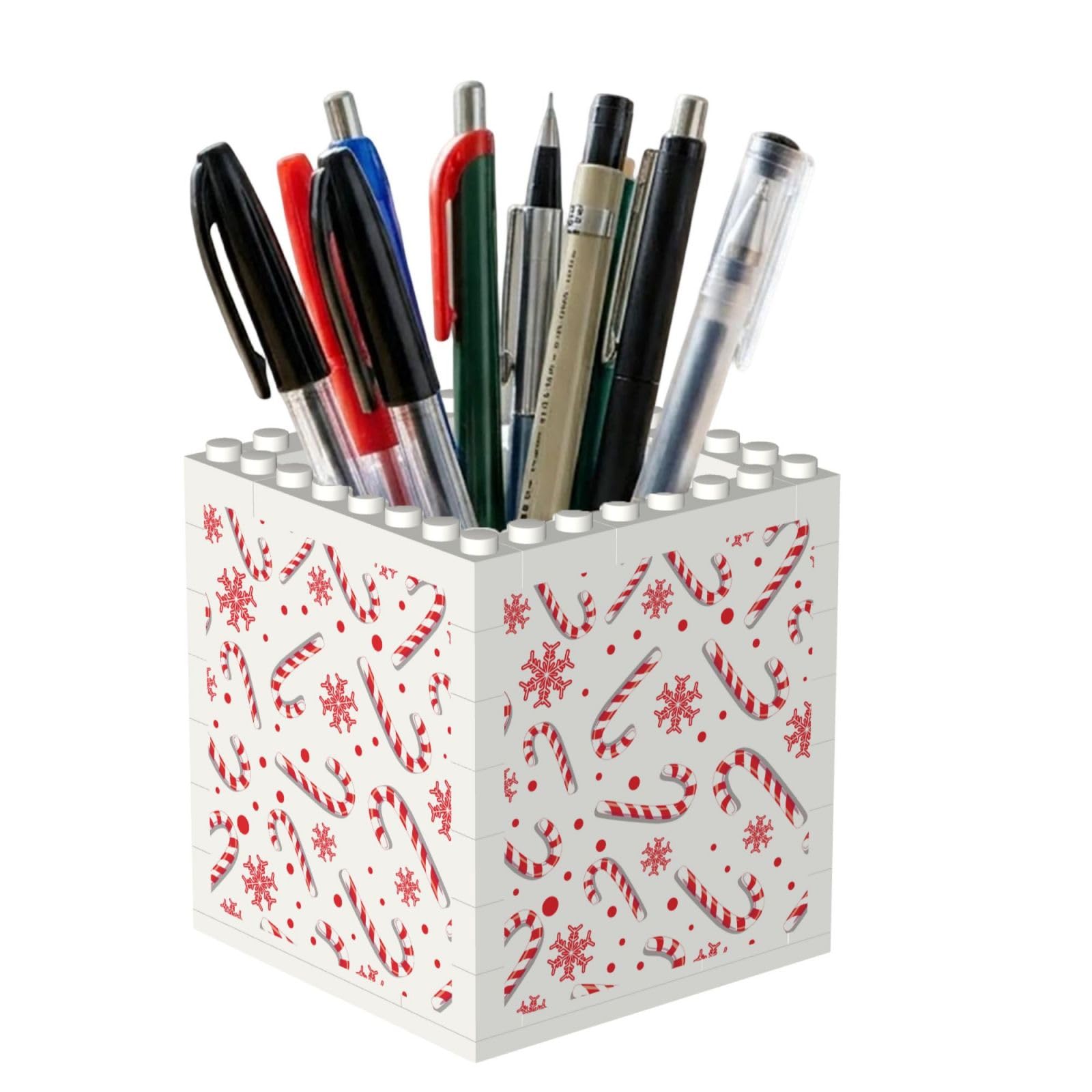 Poadnly Christmas Red Candy Cane, Pen Pot Pencil Holder for Office Home School, Compact Desk Organiser for Office Stationery