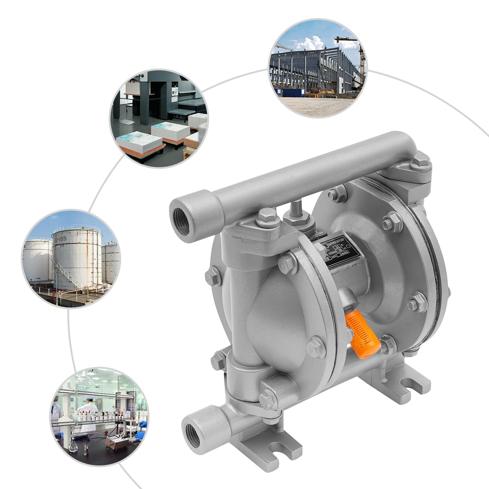 Luftbetriebene Doppelmembranpumpe Druckluft Pneumatik Pneumatische Altölpumpe Druckluftmembranpumpe Membran-Pumpen Fasspumpe Wasserpumpe für Erdöl, Diesel, Öl und Flüssigkeiten