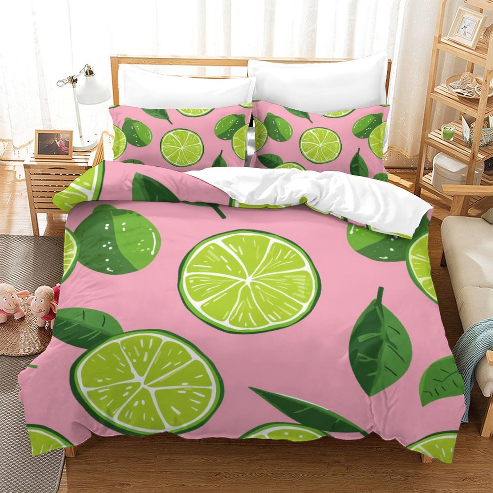 Housse de couette double 200x200 avec fermeture éclair Le Citron