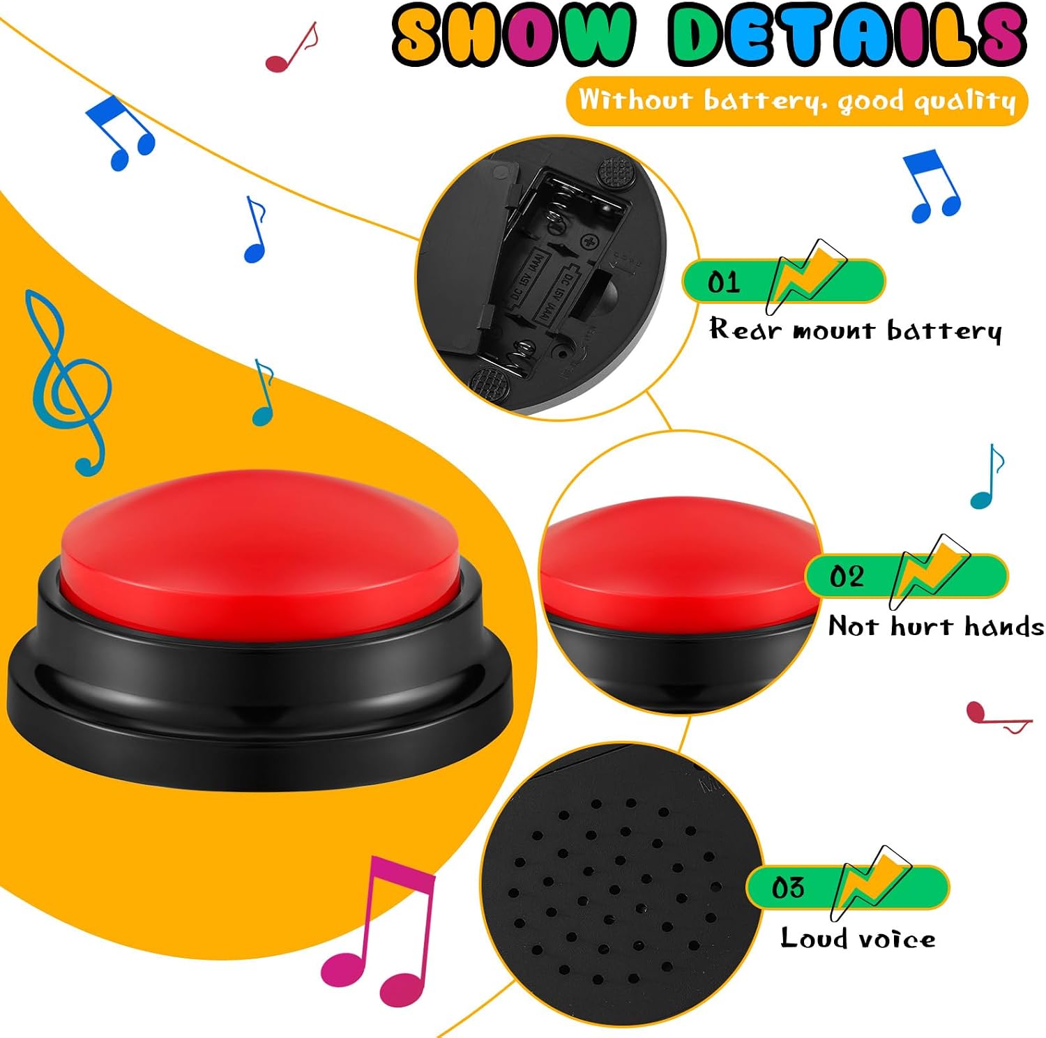Honoson 8 Pack Recordable Answer Buzzers for Classroom,Novelty Color
