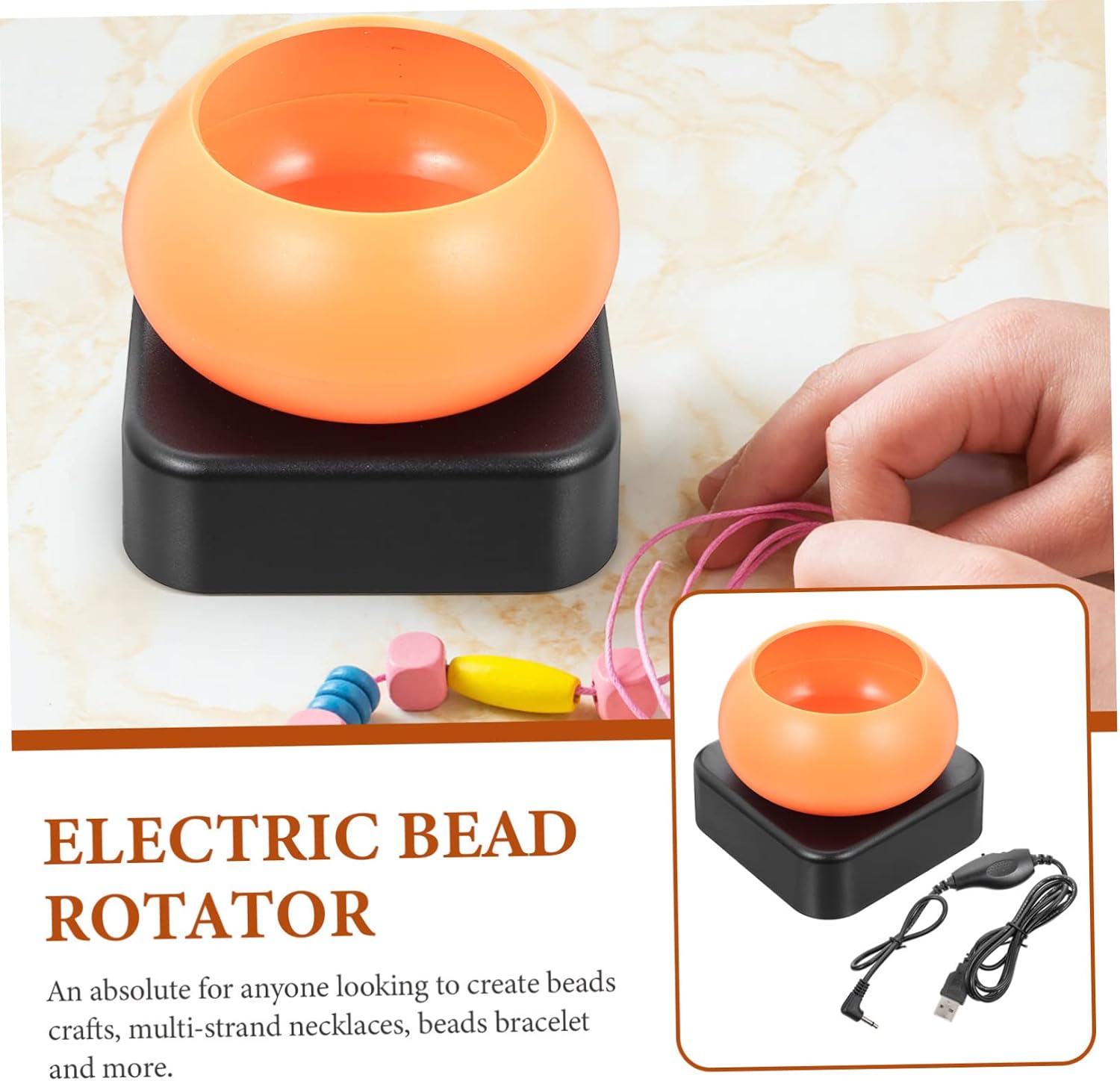 BEBEMOKO DIY Bead Spinner Bracelet Necklace Anklet Jewelry Making Tool Electric Beading Machine Beads Stringing Bowl