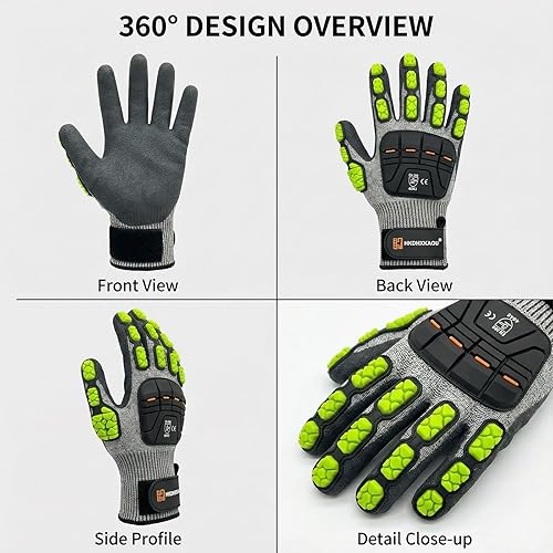 Miniatura 5 de Anti-Vibration Work Gloves with Gel Padding - Reduce Hand Fatigue & Impact for Power Tools, Construction, DIY, Gardening
