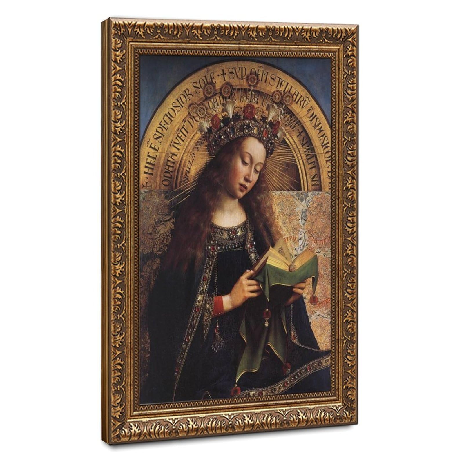 WCYB The Virgin Mary Ghent Altarpiece Jan Van Eyck Prints Posters Canvas Deco Paintings Wall Art For Office Hangable Frame 12" L X 18" W