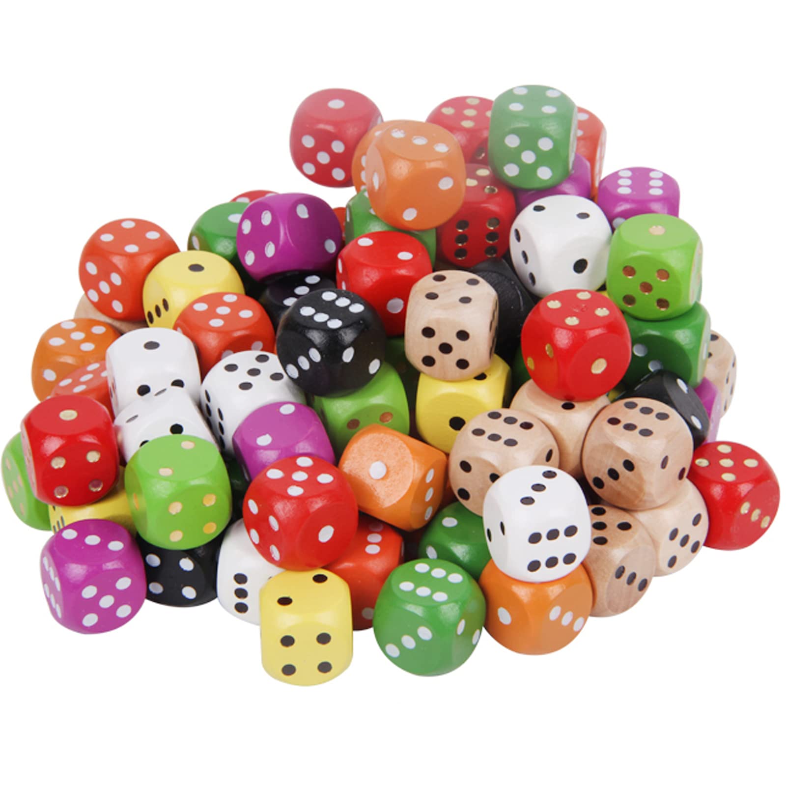 XineYuor 40 Pieces Wooden Dice, Colourful Wooden Dice with Round Corners Colours Dice Set Game Dice for Tenzi Dice Games Table Games (16 mm)