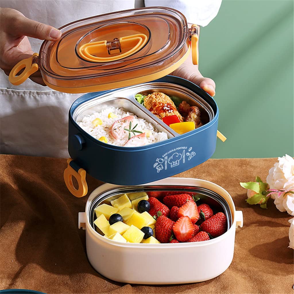 Scatola di Pranzo in Acciaio Inox Portatile DOPPIATORE Layer Set di stoviglie Set Bento Ufficio Lavoratori Bento Box Carrying Bento Box(3-Pack)