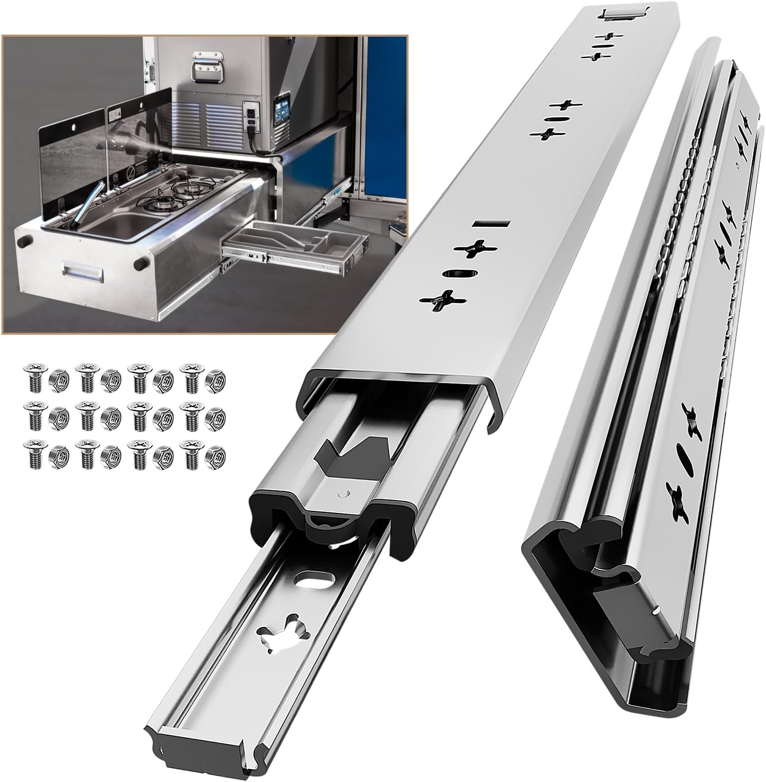 AOLISHENG Heavy Duty Drawer Runners 900mm 100Kg Load Capacity Heavy Duty Drawer Slides Draw Runners, Ball Bearing Full Extension Draw Sliding Rails Sliders Side Mount 1 Pair, 36 inch Without Lock
