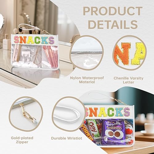 Miniatura 3 de Bolsa de felpilla transparente con cremallera para viaje, bolsa de maquillaje de parches preparatorios, bolsa de maquillaje de nailon para