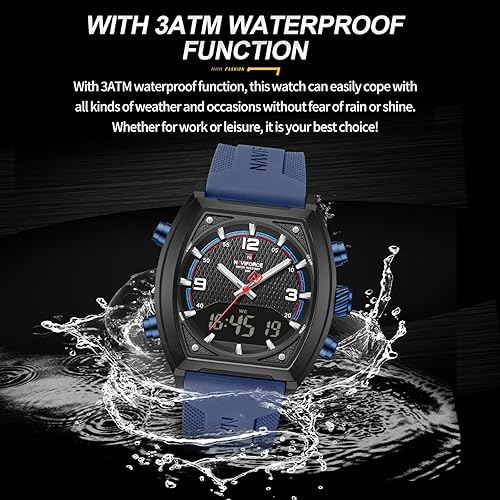 Miniatura 5 de NAVIFORCE Relojes de moda para hombre, relojes de negocios, multifuncionales, pantalla dual impermeable, reloj de pulsera, regalo para hombre