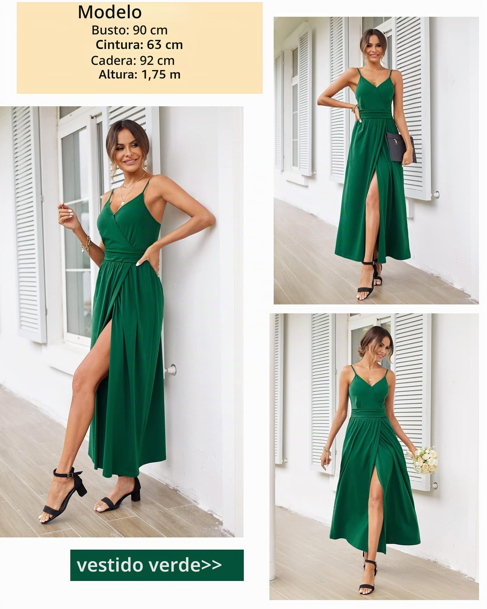 Newshows Vestido Largo Ligero de Verano para Mujer, para invitada de Boda, Playa, Vacaciones, Casual, Cuello en V, con Abertura, para Mujer