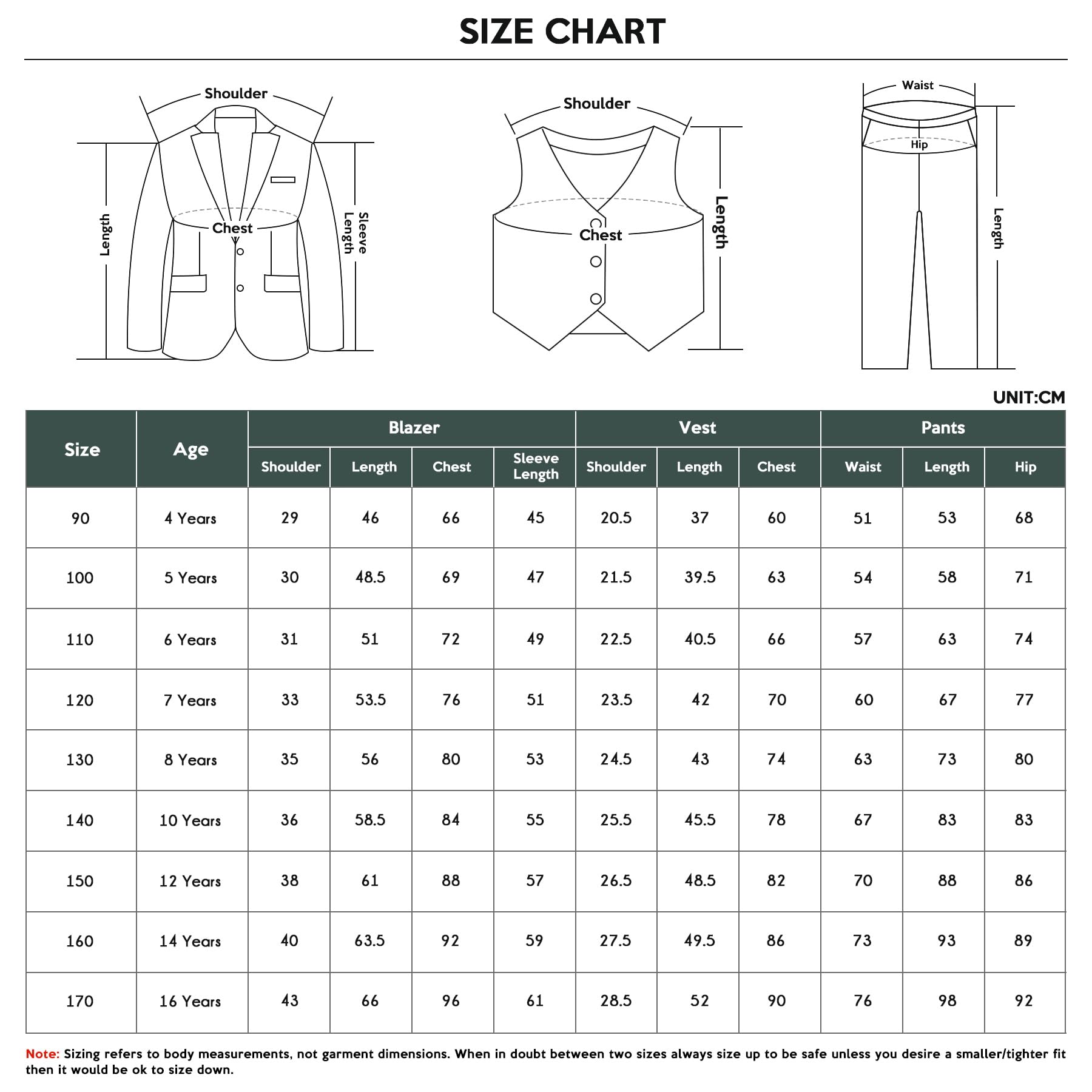 Sliktaa Garçon Costumes 3 pièces Classiques Simple Bouton Revers Veste de Sport Gilet Pantalons Longs Mariage fête et Bal de Fin d'année pour garçons
