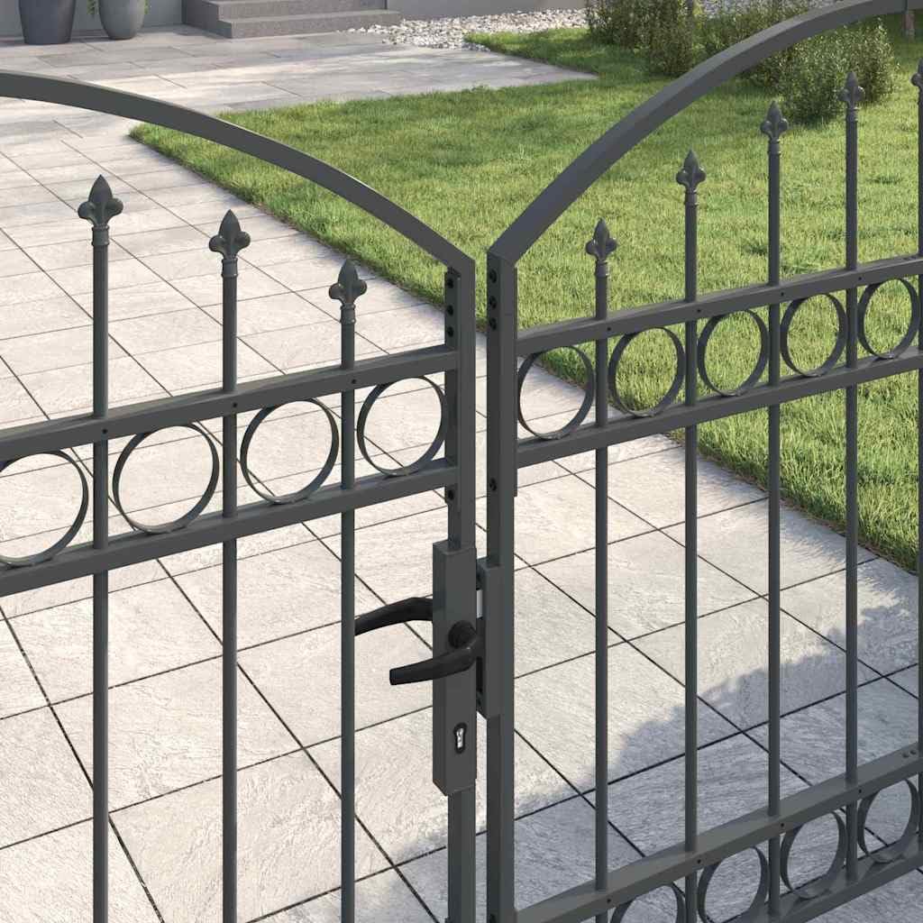 Gartentor Doppelflügel Gartentore U-Design Grau 300 x 125 cm
