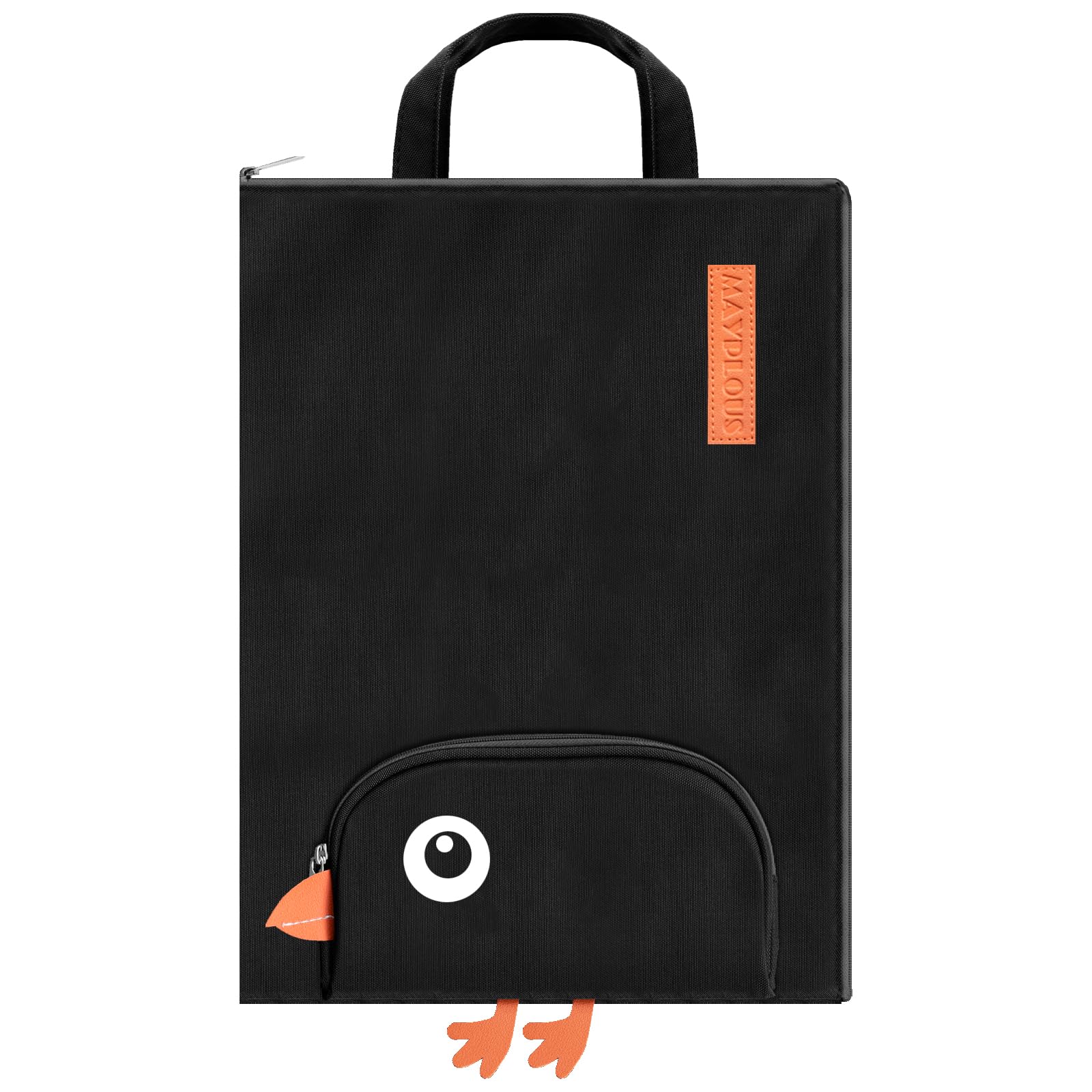 A4 Document Bag Portable File Organiser Bag Zip Portfolio Folder File Wallet with Handle File Carrying Case Large Document Holder Bag for Office School Business Travel Conference 37x27cm (Crow)