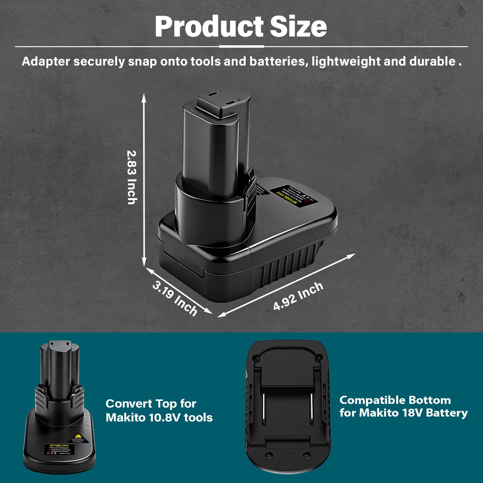 Adaptador de batería Makita de 18 V a 10,8 V, para Makita de 18 V para convertir a funcionar para herramienta eléctrica inalámbrica Maki*ta de 10,8 V
